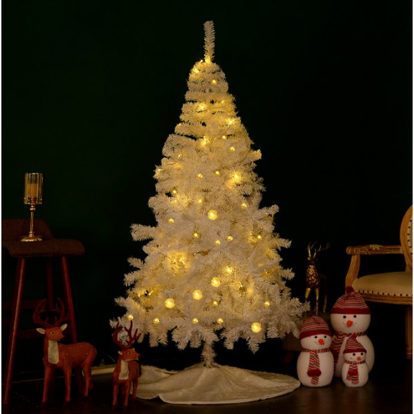 Konstgjord julgran Xmas tall med varmt ljus, vit 1.5M