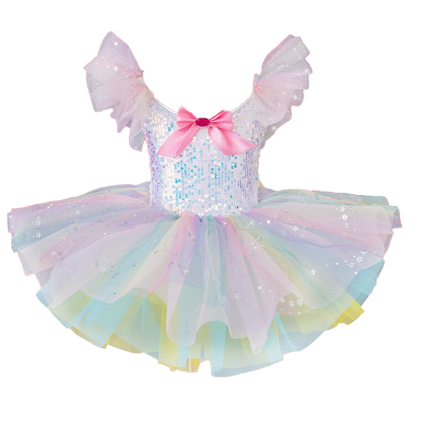 Barnens Ballroom Kläder Sekvenserade Tutu Klänningar Pink 110
