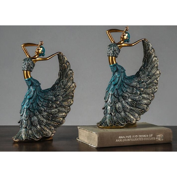 Påfugl Dancer Statue Til Hjemmekontor Skrivebords Dekorationer silver