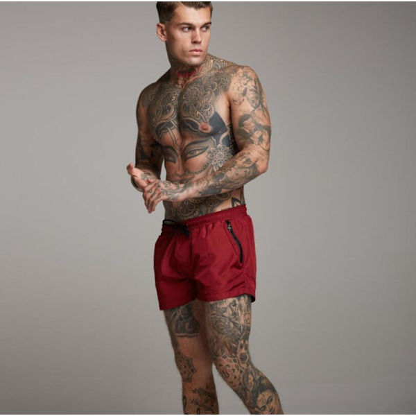 Löparsportshorts för män med fickor Red l