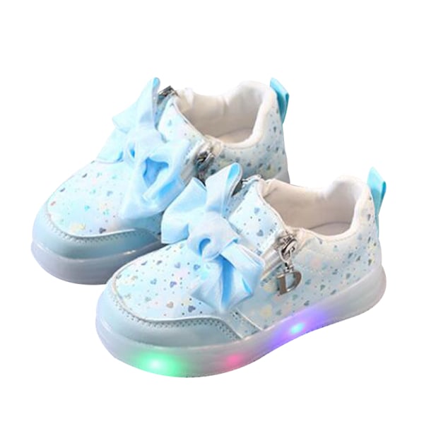 Lille Pige LED Sko Børn Lysende Sneakers Blue 24