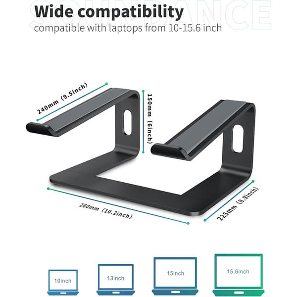 Laptop Stativ, Ergonomisk Laptop Elevationsstativ til Skrivebord Black