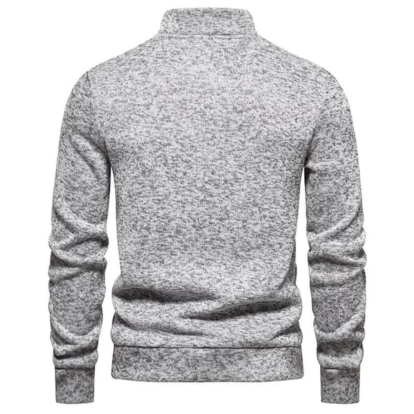 Herrar Turtleneck Knapp-Ner Långstickad Tröja Gray M