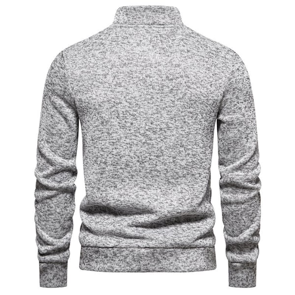 Hettegenser med knapper for menn, løs strikk Gray M