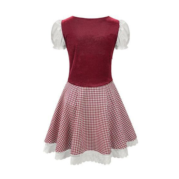 Damkläder Oktoberfest Snörning Rutiga Uniform Red M