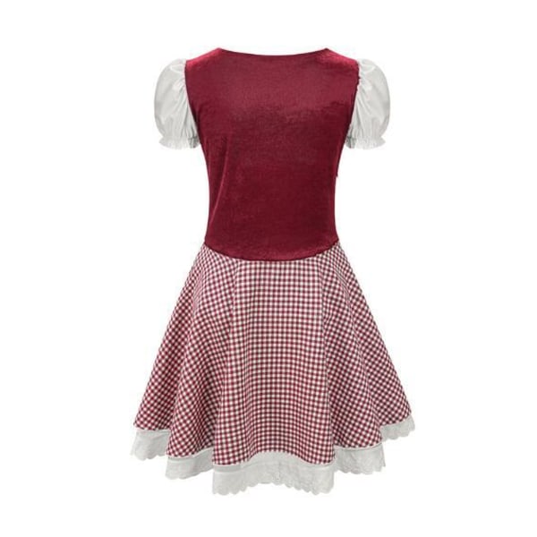 Naisten Oktoberfest-Puku Nauhoilla ja Ruuduilla Red 3XL