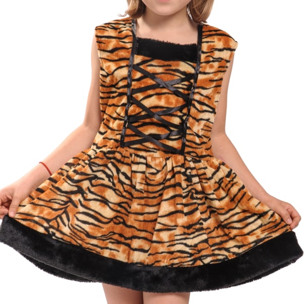 Jente Tigerkostyme Barn Halloween Dyr Kjole XL