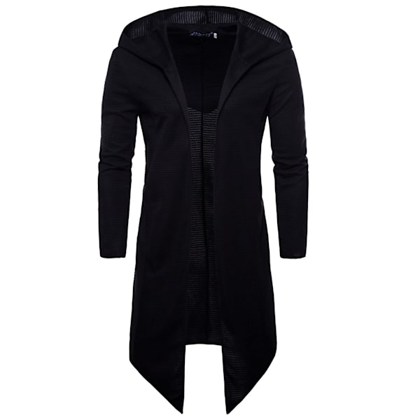 Herrar Kappa Hoodie Lång Trenchcoat Bomull Casual Överrock Jacka 4XL