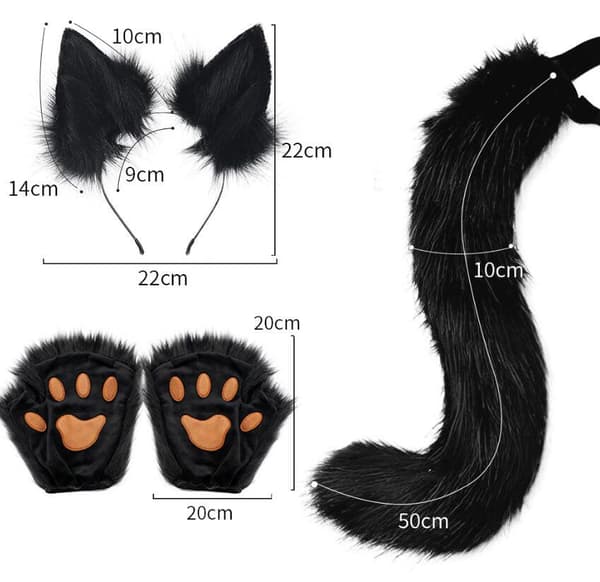 Falsk Rævehale til Halloween Kostume Tilbehør Black