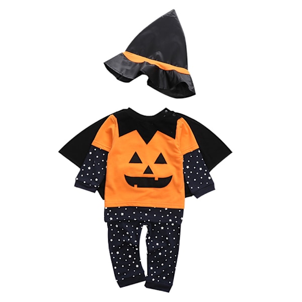 Baby Pumpkin Hooded Outfit Halloween kostym Toddler 110