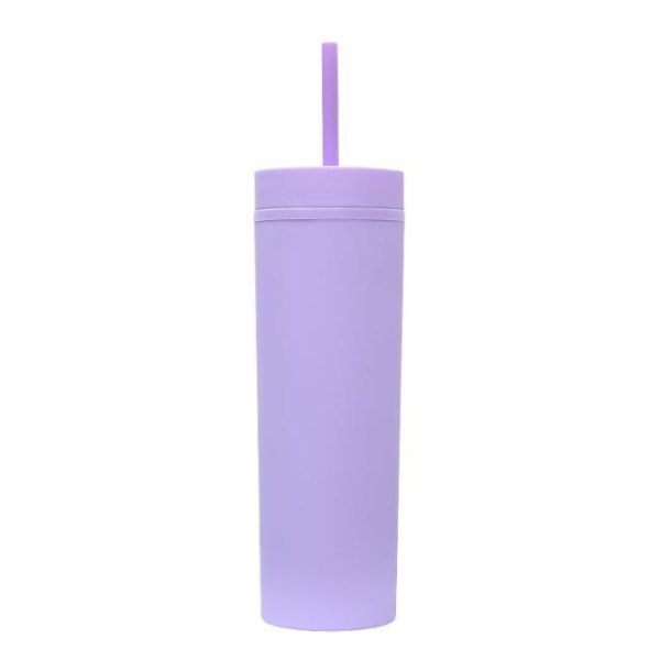 16 oz matt glas med lock och sugrör light purple