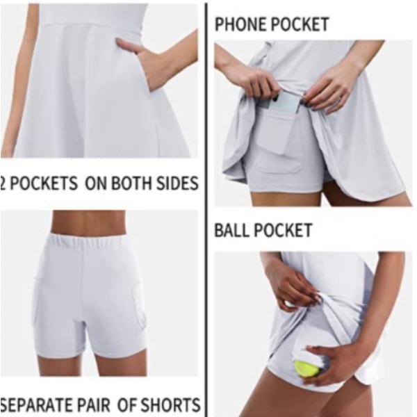 Tennisklänningar Golfklänningar med inbyggda shorts white l