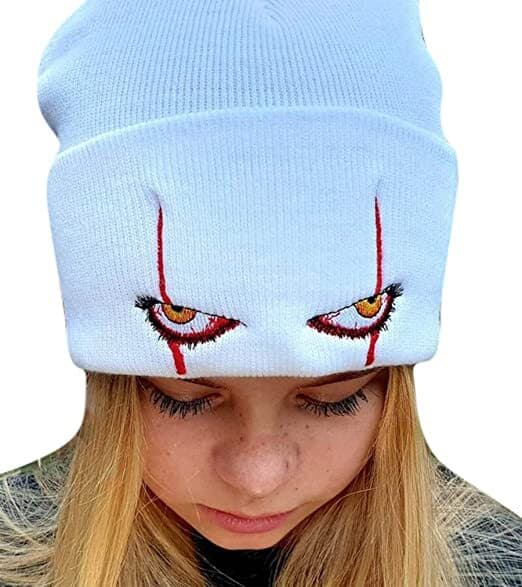 Mode stickad lös skrämmande clownögon stickad mössa Yellow
