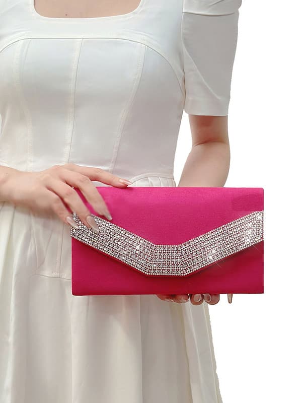 Dame Aften Tasker Formel Fest Cocktail Prom Håndtasker Dark Pink