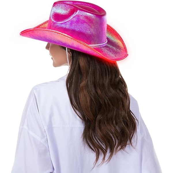 Neon Glitrende Glitter Cowboyhatt - Morsom Party Disco Cowgirl Hatt Green