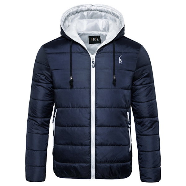 Vinter enfärgad varm luva dunjacka för män blue 2XL