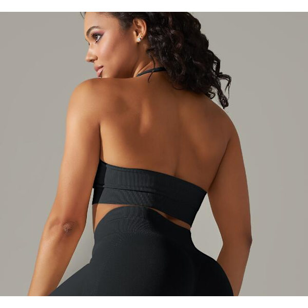 Solid Färgad Stretch Yoga Kläder Black M