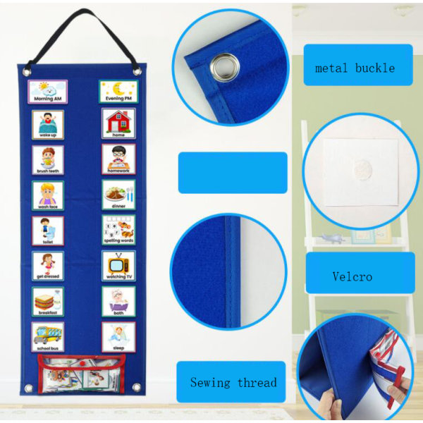 Barns visuella schema dagliga arbetsplanerare Blue