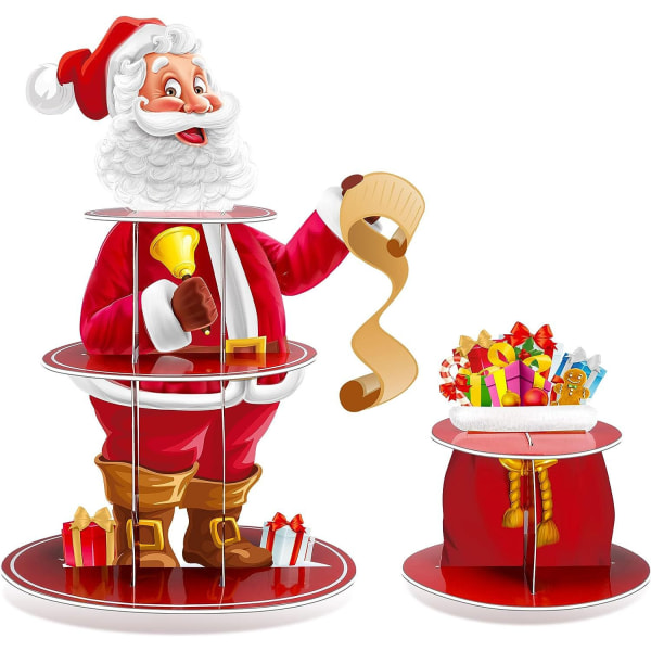 Jule Cupcakes Stativ 3-lags Juleferie Party Cupcake Toppers Red