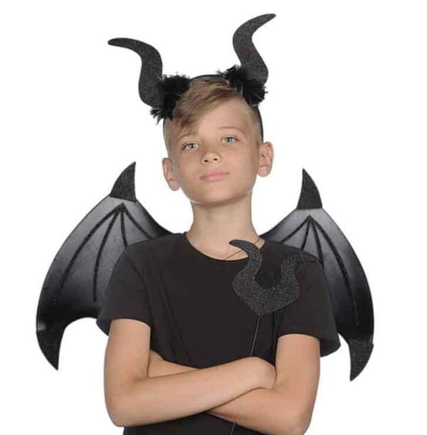 Halloween Djävulvingar 3-delars Set För Cosplay Black