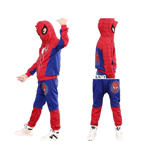 Spider-Man Grafisk 2-delt Sæt, Drenge Pullover Hættetrøje & Joggingbukser Sæt BLUE 150CM