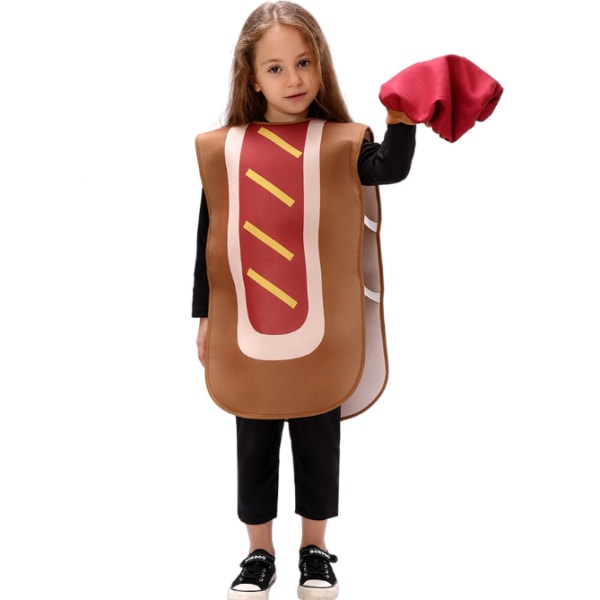 Halloween Kostume til Børn - Pizza, Pølse, Agurk, Ærtebælger, Banan, Gulerod og Vaffel S