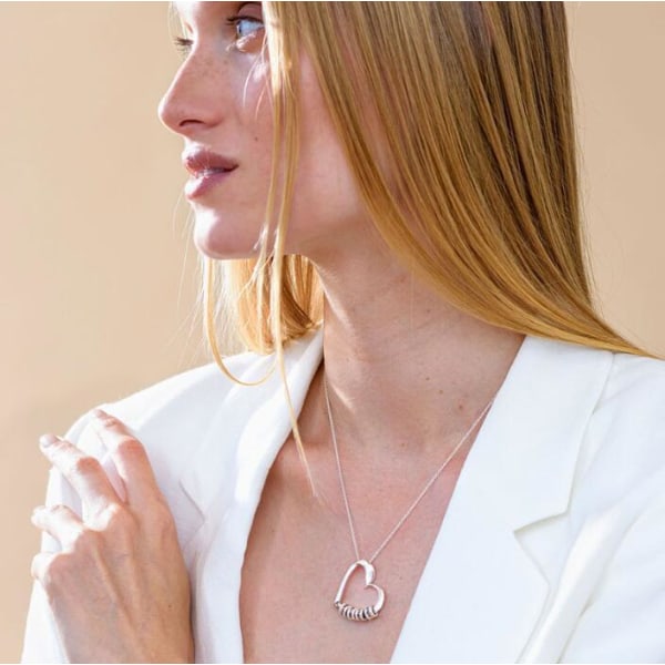 Personligt hjärta halsband för mors dag present rose gold 3 beads