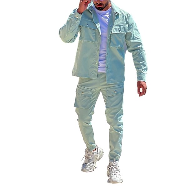 Sweatsuits för män Långärmad Casual 2-delad Green M