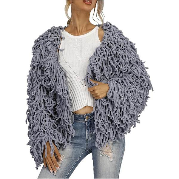 Plush Kjoljacka för Kvinnor Höst och Vinter Grey L