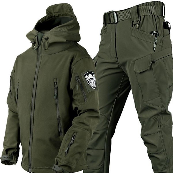Miesille tarkoitetut metsästysvaatteet kylmään säään - Camo-metsästysjakku ja -housut Army Green M