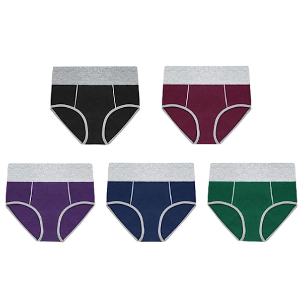 5-pakning Dame Bomull Høy Midje Truser Myke Stretch Damer Pustende Truser Set 4 XL