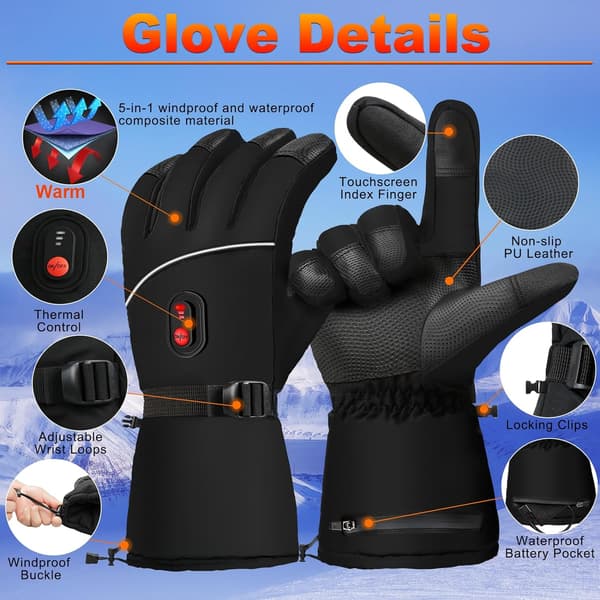 Touchscreen Elektrisk Opvarmede Handsker Damehandsker Black