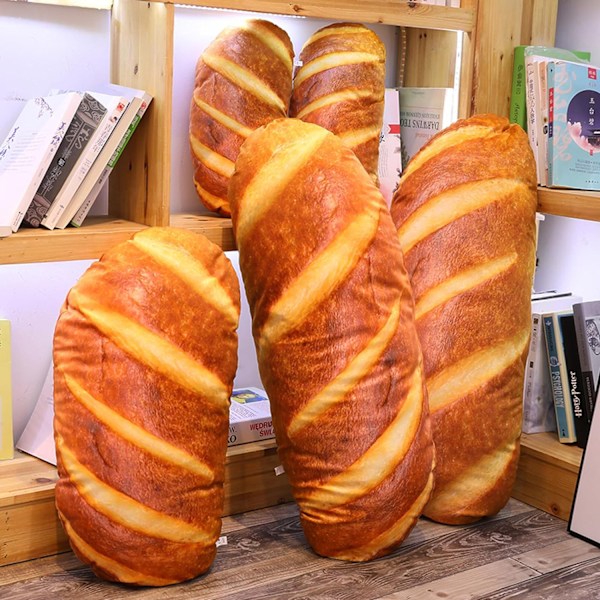 3D Simuleret Brødformet Plys Pude, Blød Smørristet Brød Mad Pude 100CM