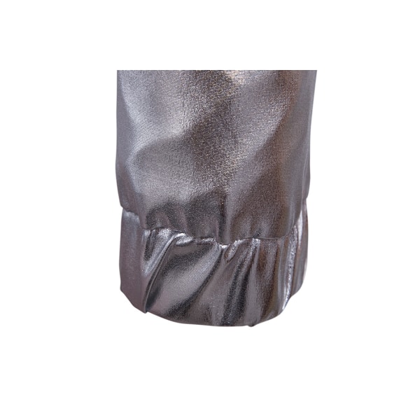 Mænds Stående Krage Zip Langærmet Sequin Jakke Silver XL