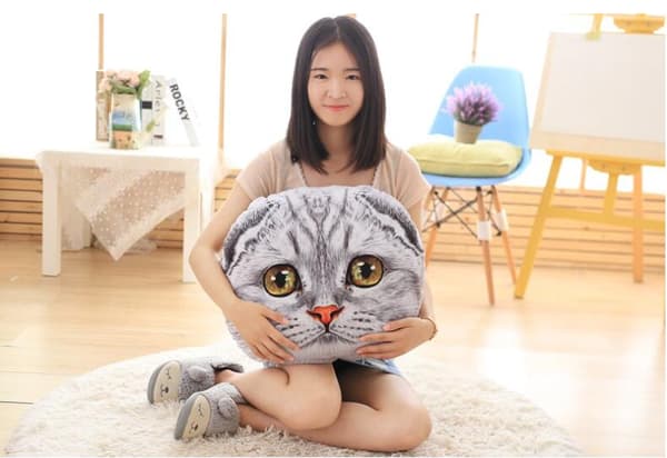 Kissa Pehmolelu Tyyny, Pehmeä Kissa Pehmolelu Grey 1 40cm
