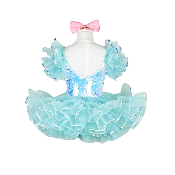 Barn Ballroom Klær Sekvensert Moderne Danse Tutu Kjole blue 100cm