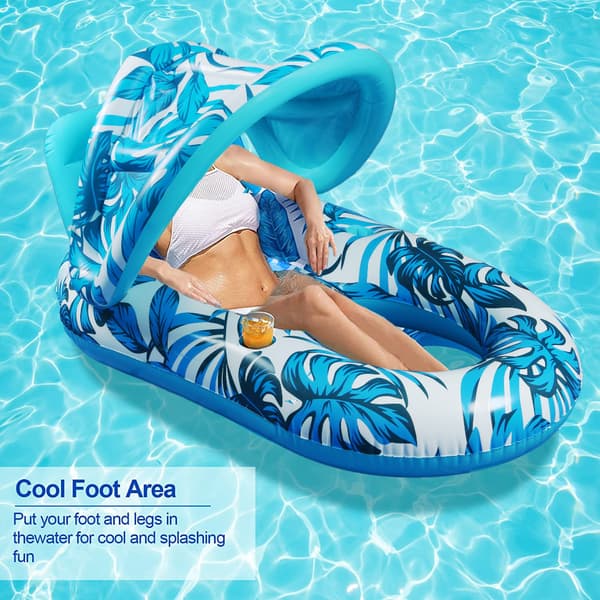 Flytande Reclinerstol med Justerbar Markis för Pool