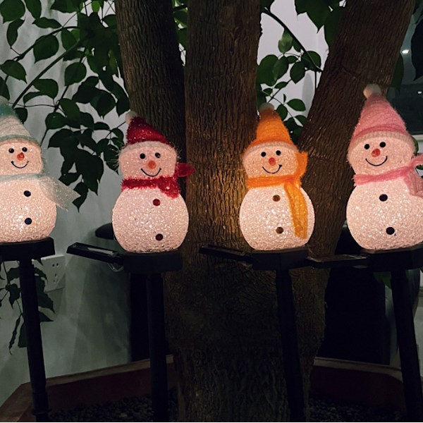 Solar Pathway Lights, Snowman Christmas Pathway Lights pink