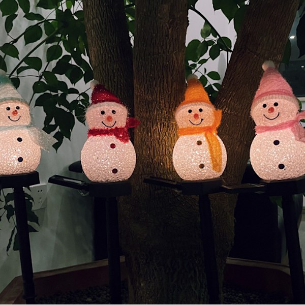 Solar Pathway Lights, Snowman Christmas Pathway Lights red