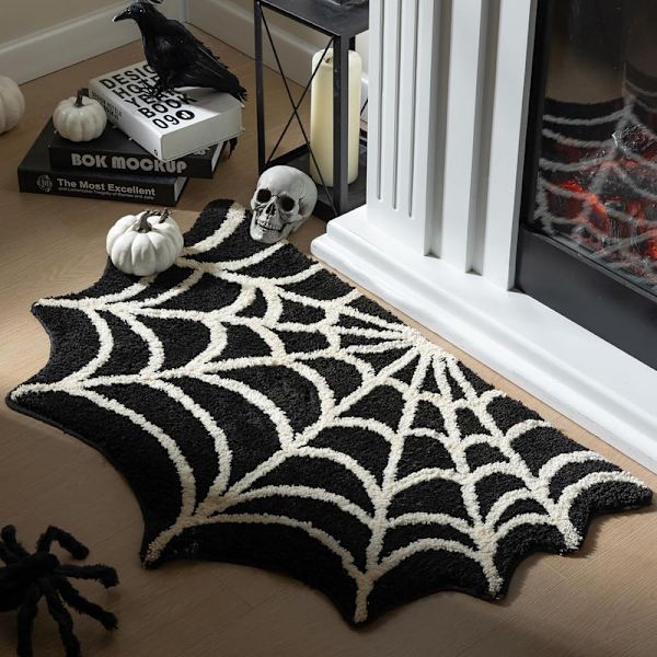 Gotisk Matta Spindelnät Inomhus Halloween Matta Black White 40*60cm