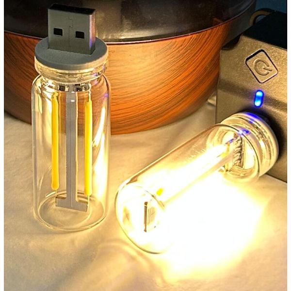 Bærbar Berøringsstyret LED Natlampe, Mini USB Pærelampe Warm Light