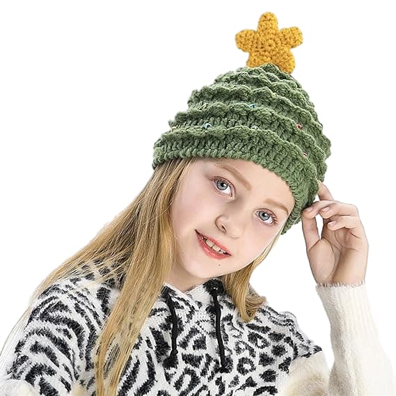 Julklappsmössa för flickor med stjärnformade strass 54-60CM