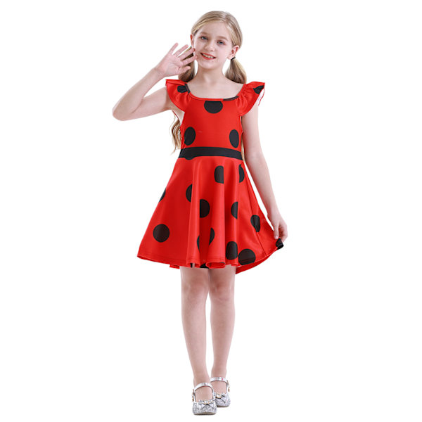 Flickor Polka Dots Ladybug Dress Up Kostym red 130cm