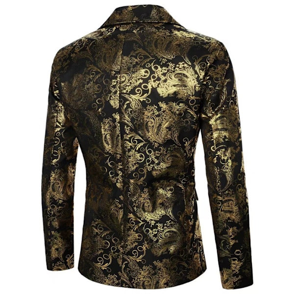 Menn Floral Smokingjakke Paisley Sjal Krage Dressjakke for Middag Gold S