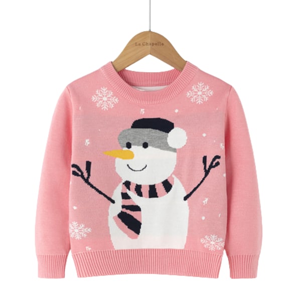 Kids Christmas Crew Neck Stickad Söt Pullover Pink 140