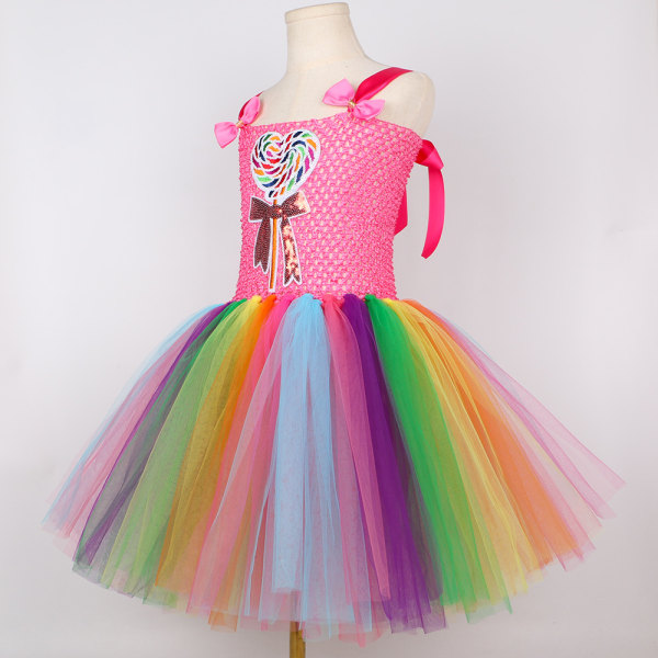 Sateenkaari Candy Tutu-mekko tytöille hiuspannalla, syntymäpäiville, karnevaaleille ja juhliin Style 2 6-7Y