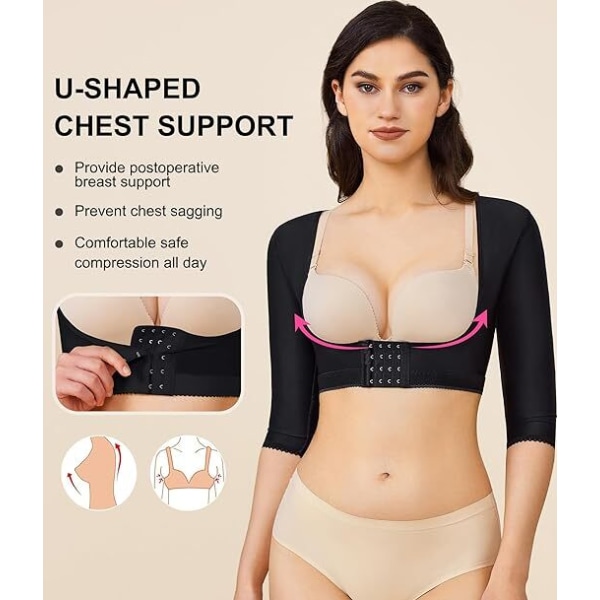 Overarmsformer Post-Kirurgisk Slankende Kompresjonsermer Holdningskorrigerende Topper Shapewear for Kvinner black L