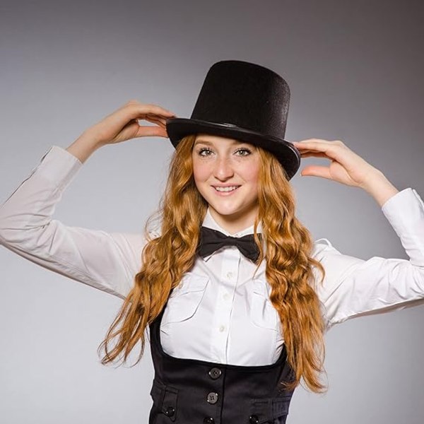 Sort Tophat - Victoriansk Hat til Mænd - Filt Tuxedo Kostumehat Black