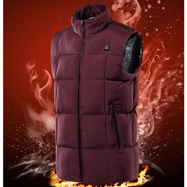 Varmeregulert Veste for Menn, Smart Elektrisk Oppvarmet Veste Red M