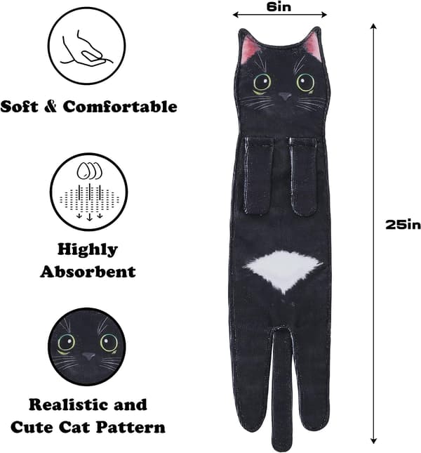 Rolig Katt Handduk för Kök och Badrum Black cat